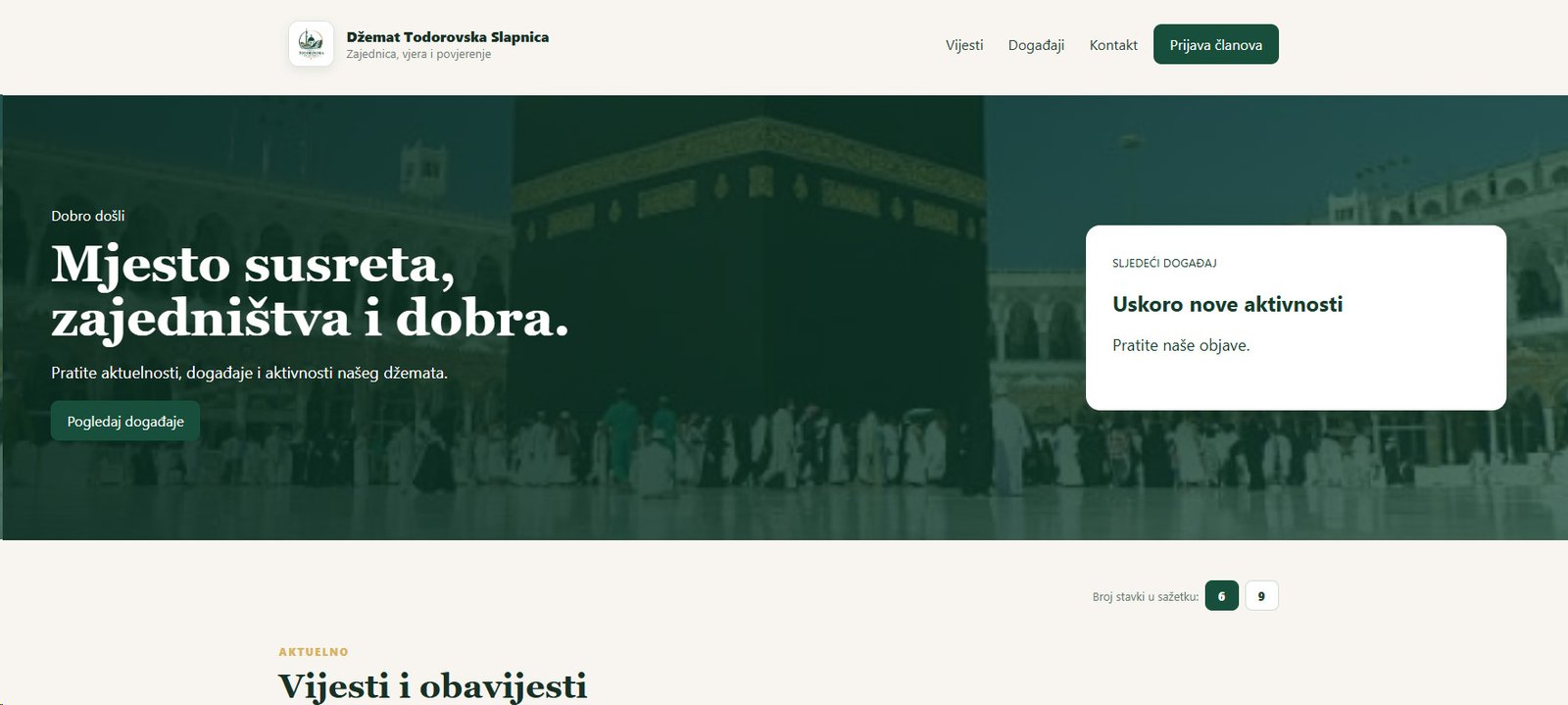 Početak rada džematske web stranice